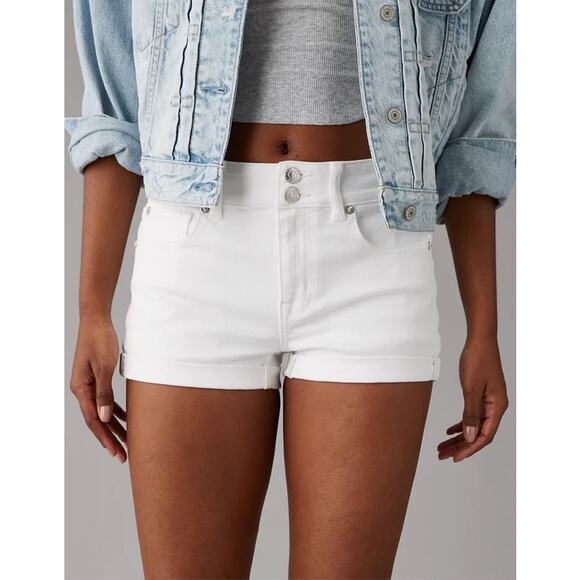 American eagle AE Next Level High-Waisted White Denim Short Shorts size 8 - Picture 2 of 8